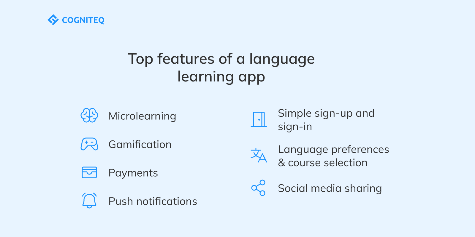 Top features of a language learning app